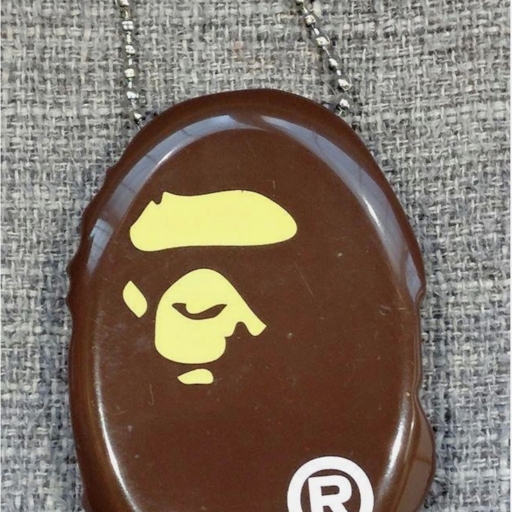 Bape Brown Pendant Necklace with Yellow Ape Logo